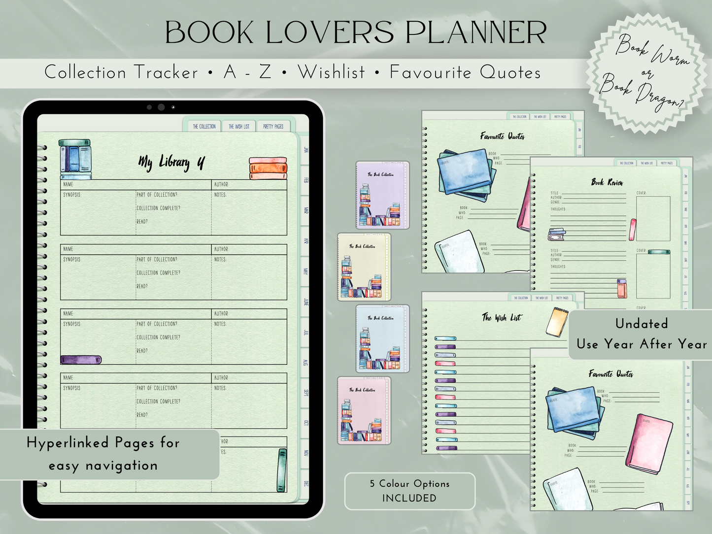 Book Lovers Digital Planner (All Colours)