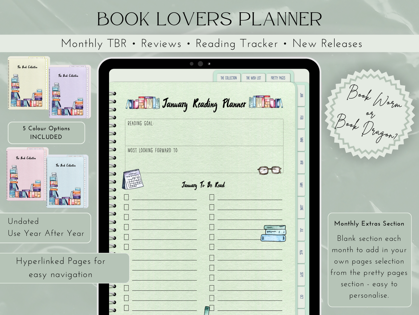 Book Lovers Digital Planner (All Colours)